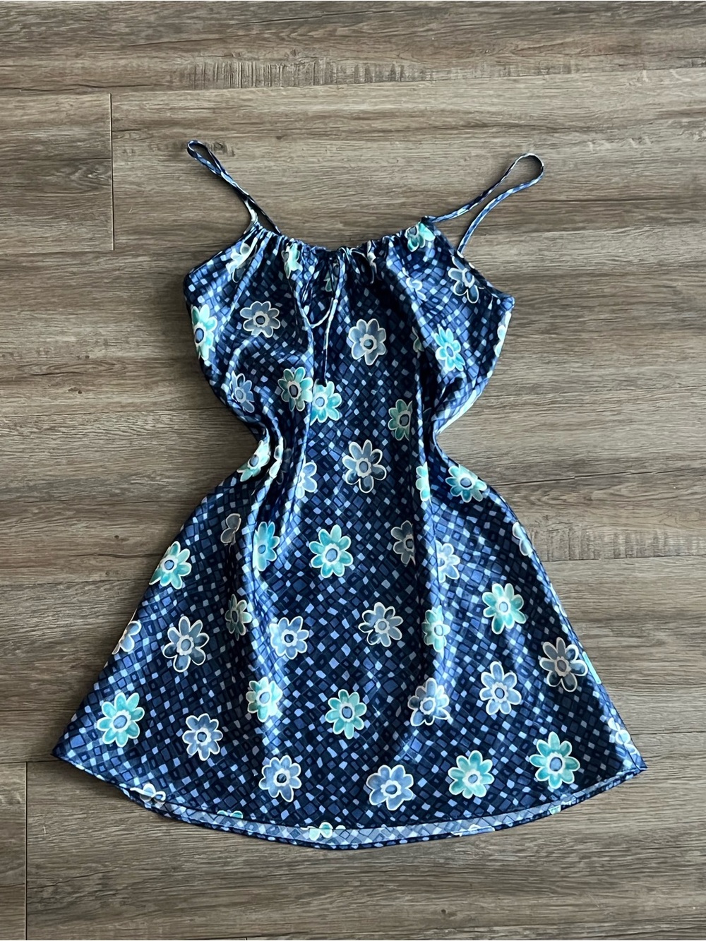 Vintage Y2K Floral Satin Chemise Slip Dress